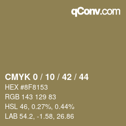カラーコード: CMYK 0 / 10 / 42 / 44 | qconv.com