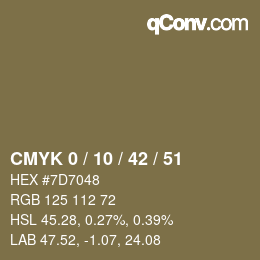 カラーコード: CMYK 0 / 10 / 42 / 51 | qconv.com
