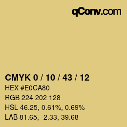 カラーコード: CMYK 0 / 10 / 43 / 12 | qconv.com