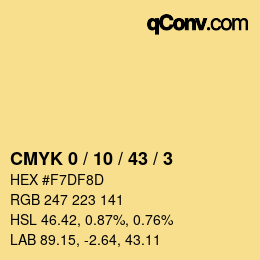 Color code: CMYK 0 / 10 / 43 / 3 | qconv.com