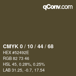 Color code: CMYK 0 / 10 / 44 / 68 | qconv.com