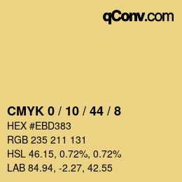 カラーコード: CMYK 0 / 10 / 44 / 8 | qconv.com