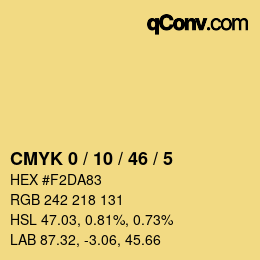 Color code: CMYK 0 / 10 / 46 / 5 | qconv.com