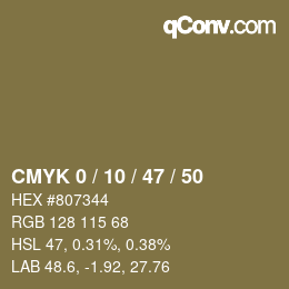Farbcode: CMYK 0 / 10 / 47 / 50 | qconv.com