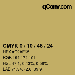 カラーコード: CMYK 0 / 10 / 48 / 24 | qconv.com