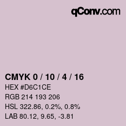 颜色代码: CMYK 0 / 10 / 4 / 16 | qconv.com