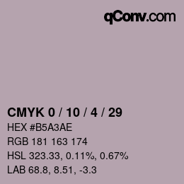カラーコード: CMYK 0 / 10 / 4 / 29 | qconv.com