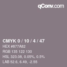 Color code: CMYK 0 / 10 / 4 / 47 | qconv.com