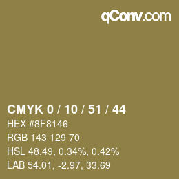 Color code: CMYK 0 / 10 / 51 / 44 | qconv.com