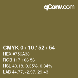 Color code: CMYK 0 / 10 / 52 / 54 | qconv.com