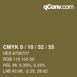 カラーコード: CMYK 0 / 10 / 52 / 55 | qconv.com