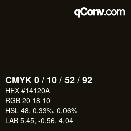 カラーコード: CMYK 0 / 10 / 52 / 92 | qconv.com