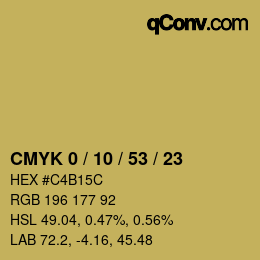 カラーコード: CMYK 0 / 10 / 53 / 23 | qconv.com