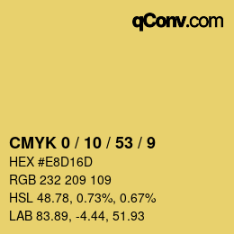 Color code: CMYK 0 / 10 / 53 / 9 | qconv.com