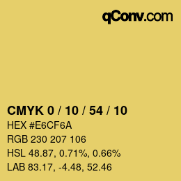 Código de color: CMYK 0 / 10 / 54 / 10 | qconv.com