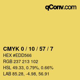 カラーコード: CMYK 0 / 10 / 57 / 7 | qconv.com