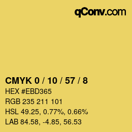 カラーコード: CMYK 0 / 10 / 57 / 8 | qconv.com