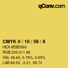 カラーコード: CMYK 0 / 10 / 59 / 8 | qconv.com