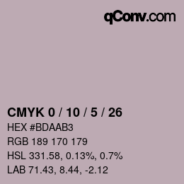 カラーコード: CMYK 0 / 10 / 5 / 26 | qconv.com