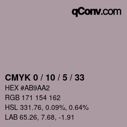 カラーコード: CMYK 0 / 10 / 5 / 33 | qconv.com