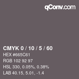 カラーコード: CMYK 0 / 10 / 5 / 60 | qconv.com
