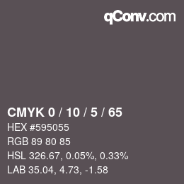 カラーコード: CMYK 0 / 10 / 5 / 65 | qconv.com