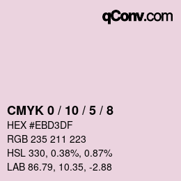 カラーコード: CMYK 0 / 10 / 5 / 8 | qconv.com