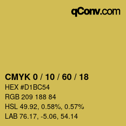 カラーコード: CMYK 0 / 10 / 60 / 18 | qconv.com