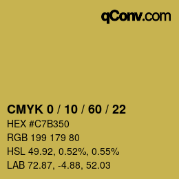 カラーコード: CMYK 0 / 10 / 60 / 22 | qconv.com