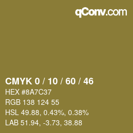 カラーコード: CMYK 0 / 10 / 60 / 46 | qconv.com