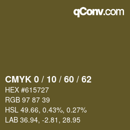 カラーコード: CMYK 0 / 10 / 60 / 62 | qconv.com