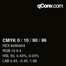 カラーコード: CMYK 0 / 10 / 60 / 96 | qconv.com