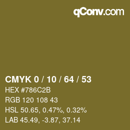 颜色代码: CMYK 0 / 10 / 64 / 53 | qconv.com