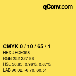 颜色代码: CMYK 0 / 10 / 65 / 1 | qconv.com