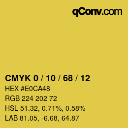 カラーコード: CMYK 0 / 10 / 68 / 12 | qconv.com