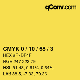 カラーコード: CMYK 0 / 10 / 68 / 3 | qconv.com