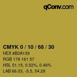 カラーコード: CMYK 0 / 10 / 68 / 30 | qconv.com