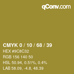カラーコード: CMYK 0 / 10 / 68 / 39 | qconv.com