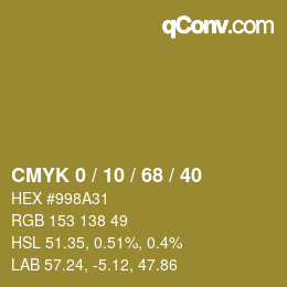 カラーコード: CMYK 0 / 10 / 68 / 40 | qconv.com