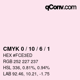 颜色代码: CMYK 0 / 10 / 6 / 1 | qconv.com