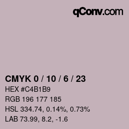 カラーコード: CMYK 0 / 10 / 6 / 23 | qconv.com