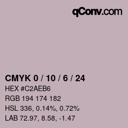 カラーコード: CMYK 0 / 10 / 6 / 24 | qconv.com