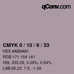カラーコード: CMYK 0 / 10 / 6 / 33 | qconv.com