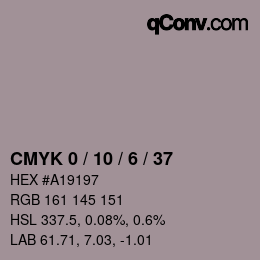 颜色代码: CMYK 0 / 10 / 6 / 37 | qconv.com