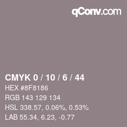 Color code: CMYK 0 / 10 / 6 / 44 | qconv.com