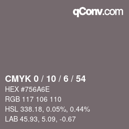 カラーコード: CMYK 0 / 10 / 6 / 54 | qconv.com