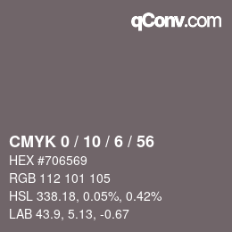 Color code: CMYK 0 / 10 / 6 / 56 | qconv.com