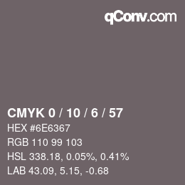 Color code: CMYK 0 / 10 / 6 / 57 | qconv.com