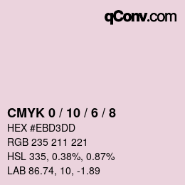 颜色代码: CMYK 0 / 10 / 6 / 8 | qconv.com