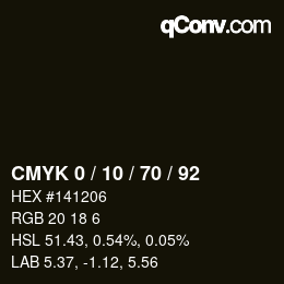 カラーコード: CMYK 0 / 10 / 70 / 92 | qconv.com